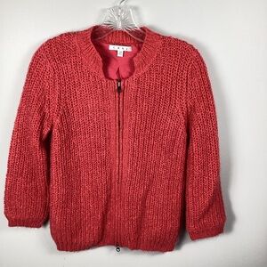 CABI Pink Mohair Wool Blend Sweater Cardigan Full Zip Women’s Size XS